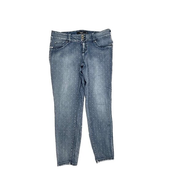 Torrid Skinny Women's size 16 Dark Wash Polka Dot Blue Denim jeans - Picture 1 of 3